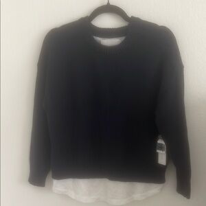 Brochu Walker Sweater - Navy w/ White Layered Tee hem